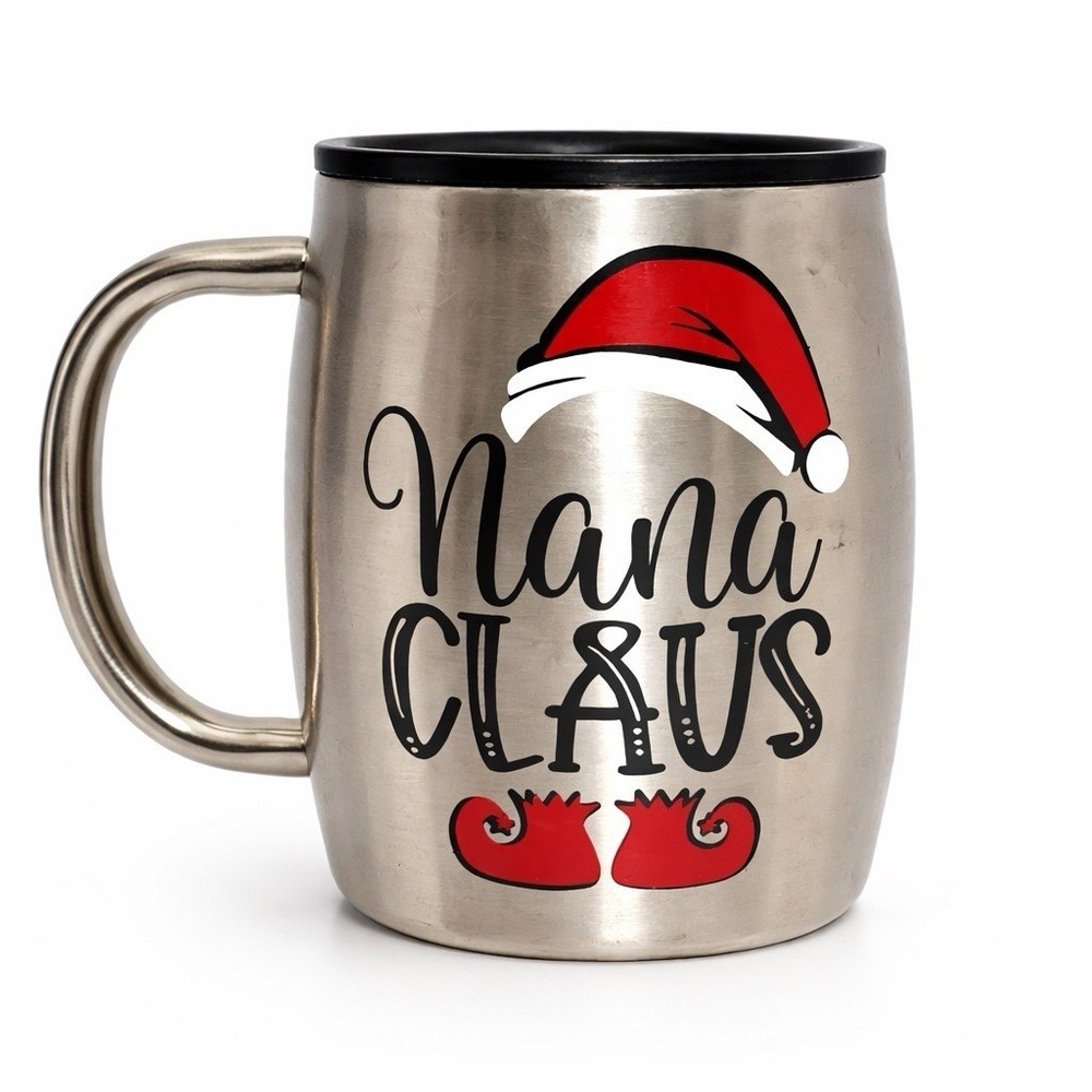 Nana Claus 14 oz Stainless Steel Mug – HOGG – Christmas Holiday Coffee Cup